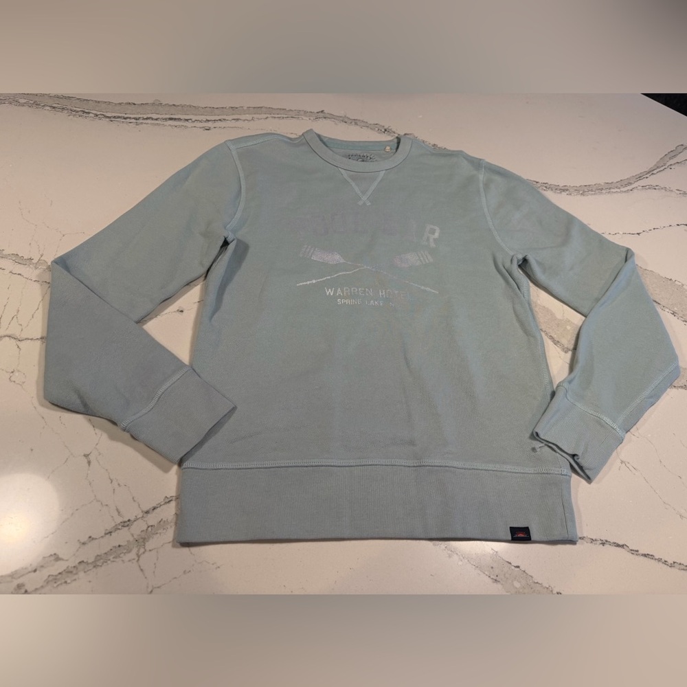 Faherty Brand Destinations Collection light blue Pool Bar NJ sweatshirt Small